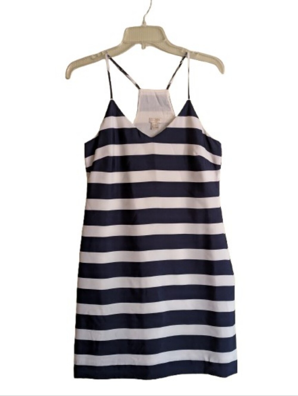 J. Crew Nautical Sailorcore Slip Racerback Dress Navy Blue & White Stripes Woven